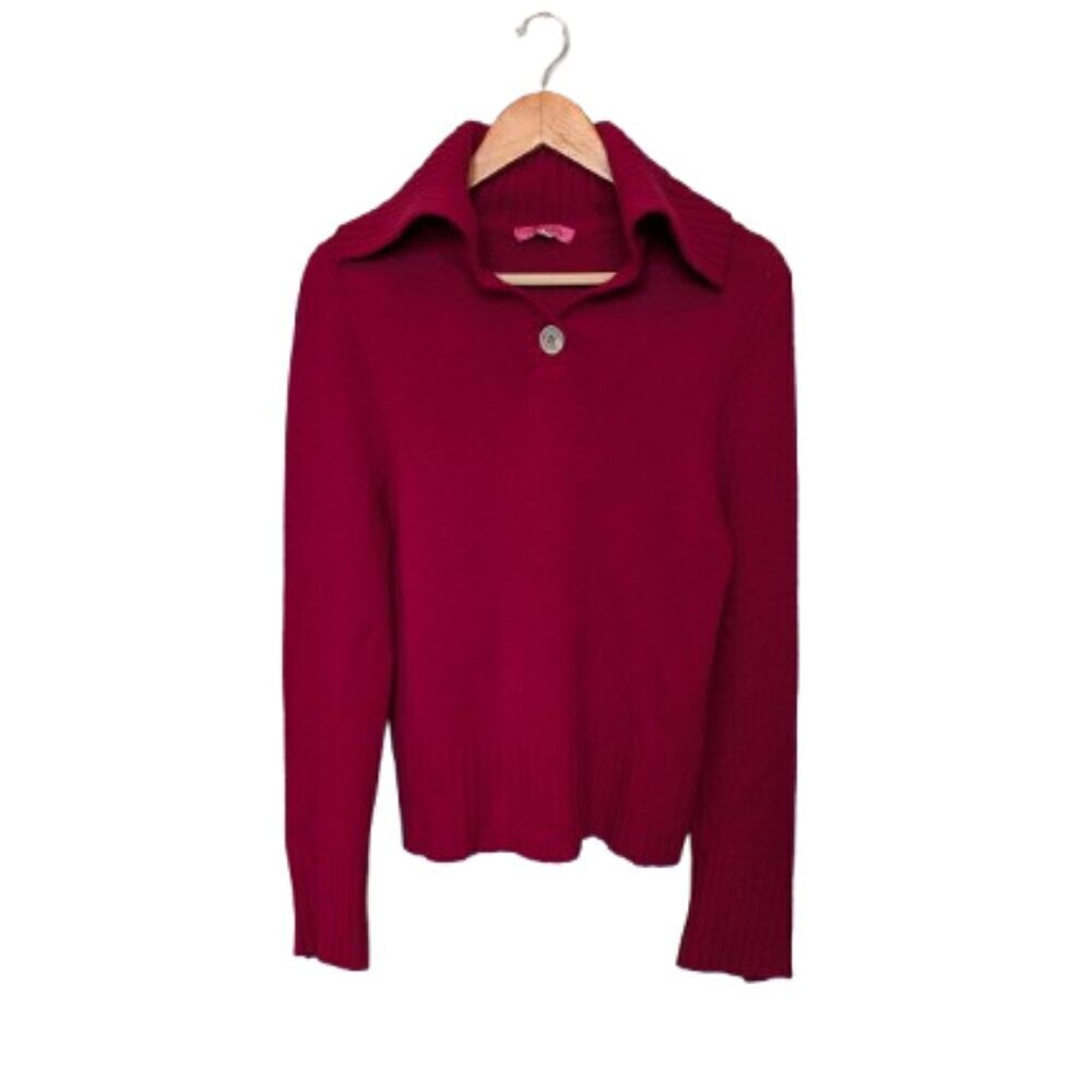Red Vintage 100% Cashmere Sweater - Coin Laundry - Broken Button
